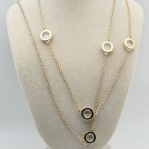 Banana Republic Long Gold Tone Bezel Station Necklace
